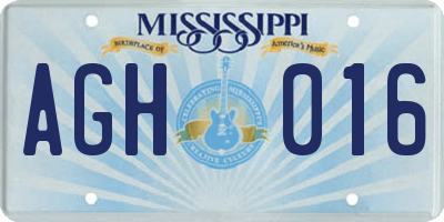 MS license plate AGH016