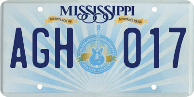 MS license plate AGH017
