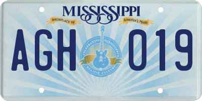 MS license plate AGH019