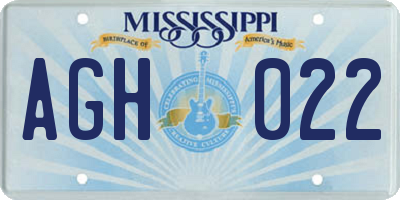 MS license plate AGH022