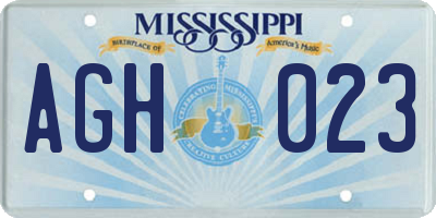 MS license plate AGH023