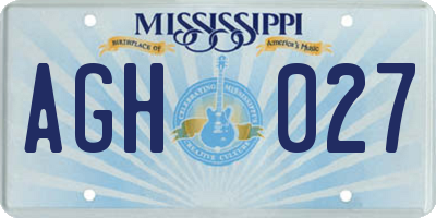 MS license plate AGH027
