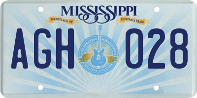 MS license plate AGH028