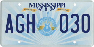 MS license plate AGH030