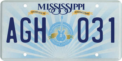 MS license plate AGH031