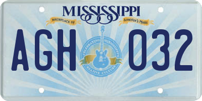 MS license plate AGH032