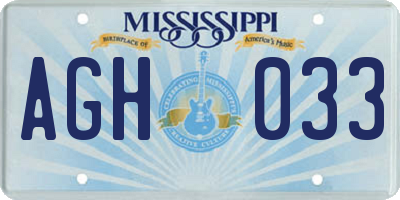 MS license plate AGH033