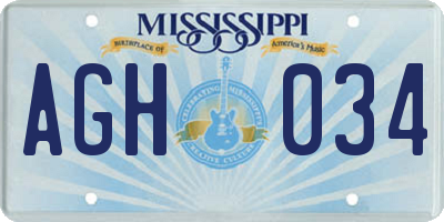 MS license plate AGH034