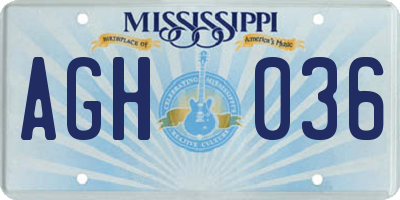 MS license plate AGH036