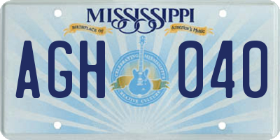 MS license plate AGH040