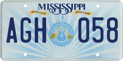 MS license plate AGH058