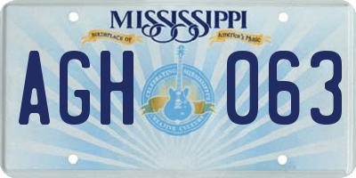 MS license plate AGH063