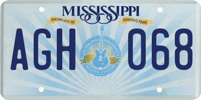 MS license plate AGH068