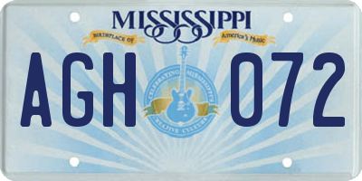 MS license plate AGH072