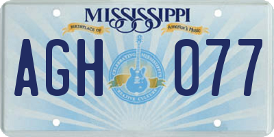 MS license plate AGH077