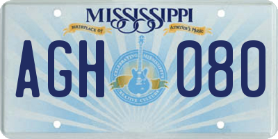 MS license plate AGH080