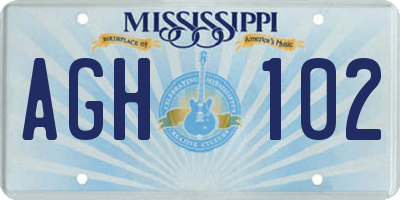 MS license plate AGH102