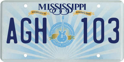 MS license plate AGH103