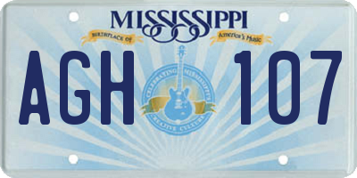 MS license plate AGH107