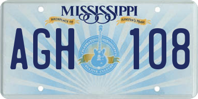 MS license plate AGH108