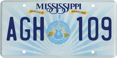MS license plate AGH109