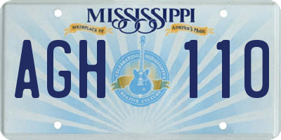 MS license plate AGH110