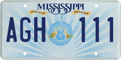 MS license plate AGH111