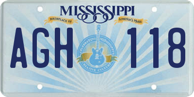 MS license plate AGH118