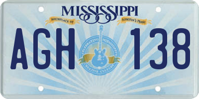 MS license plate AGH138