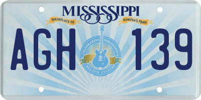 MS license plate AGH139