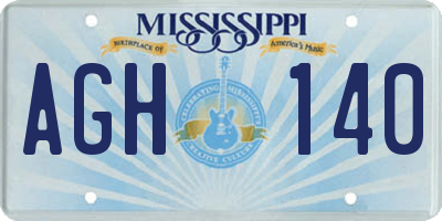 MS license plate AGH140