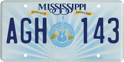 MS license plate AGH143