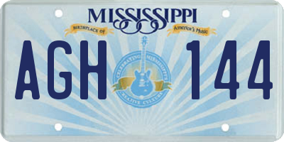 MS license plate AGH144