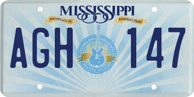 MS license plate AGH147
