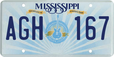 MS license plate AGH167