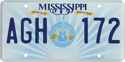 MS license plate AGH172