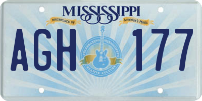 MS license plate AGH177