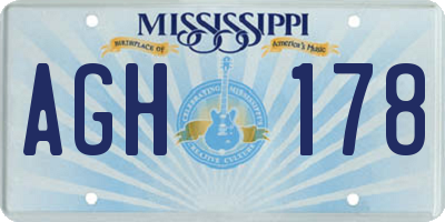 MS license plate AGH178