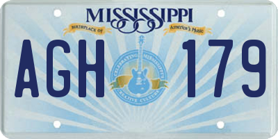 MS license plate AGH179