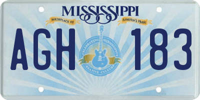MS license plate AGH183