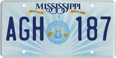 MS license plate AGH187