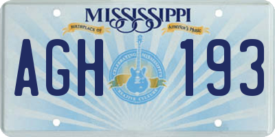 MS license plate AGH193