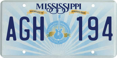 MS license plate AGH194