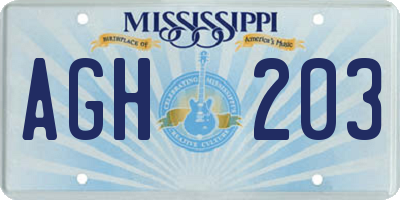 MS license plate AGH203