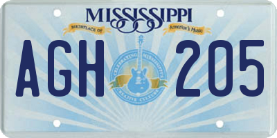 MS license plate AGH205