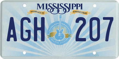 MS license plate AGH207