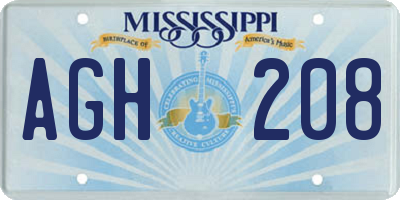 MS license plate AGH208