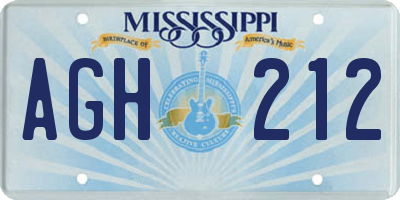 MS license plate AGH212