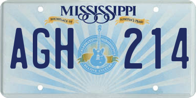 MS license plate AGH214