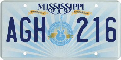 MS license plate AGH216